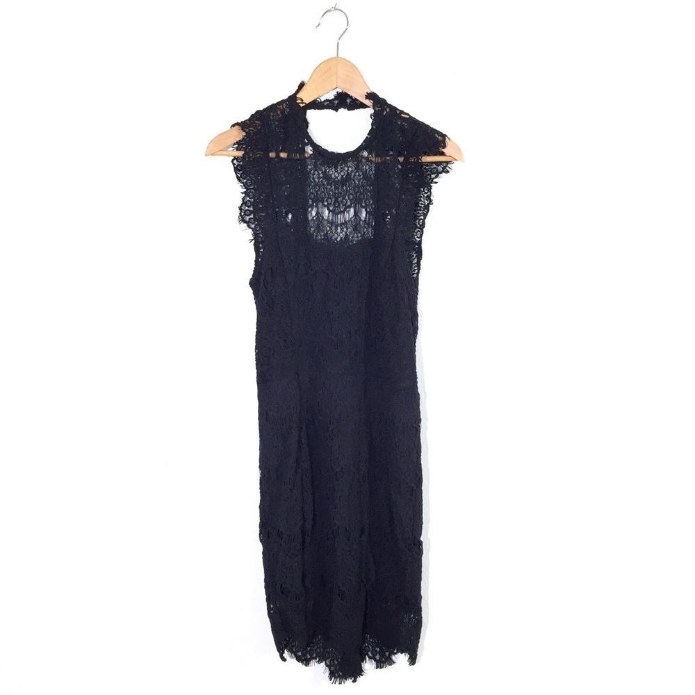 Free People Black Daydream Lace Mini Dress M - Picture 6 of 14